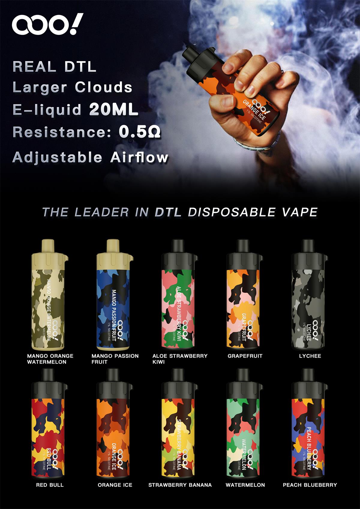 DTL Vape Danmark | Engangs e-cigaret Disposable POD DL Shisha mærke leverandør distributør Engros bedste pris